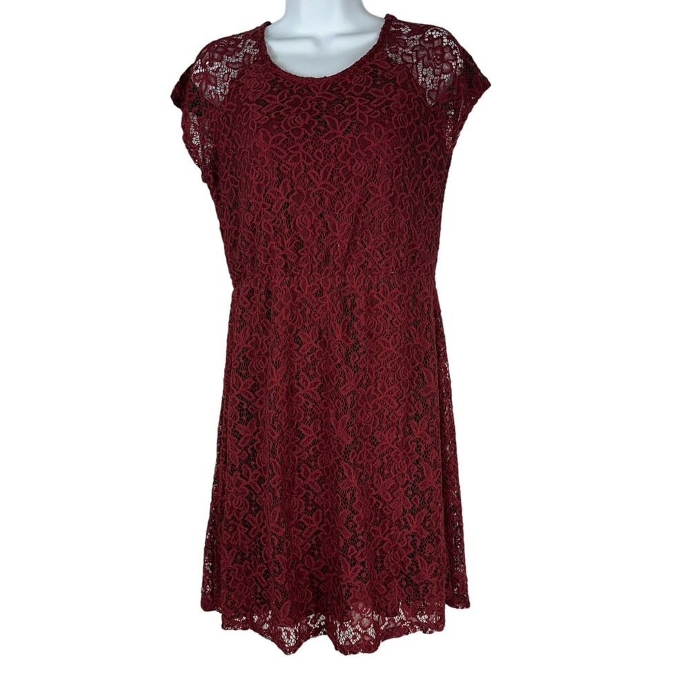 Adam Levine Womens Burgundy Lace Dress Size L Nylon & Spandex